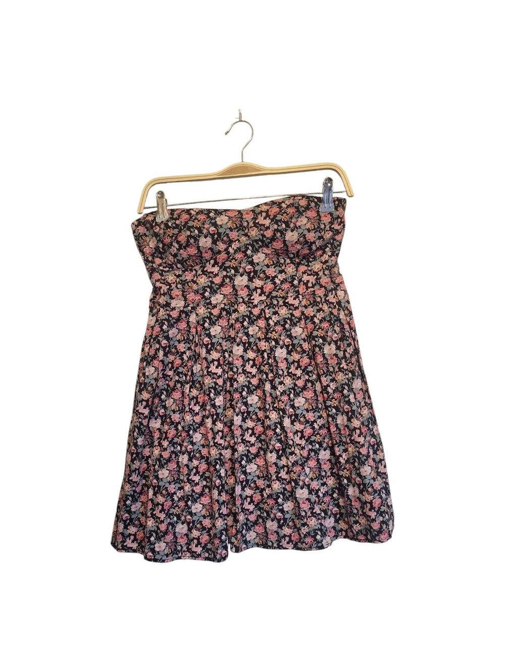 Feathers Black Floral Strapless Mini Dress Women’s Size M